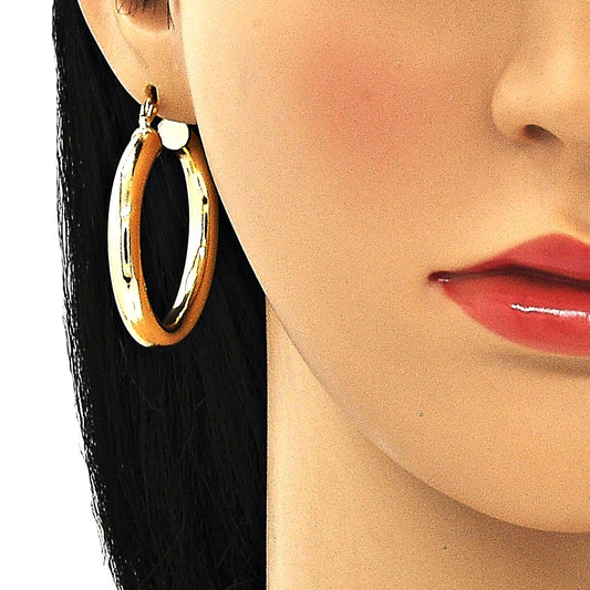 Oro Laminado Medium Hoop, Gold Filled Style Hollow Design, Polished, Golden Finish