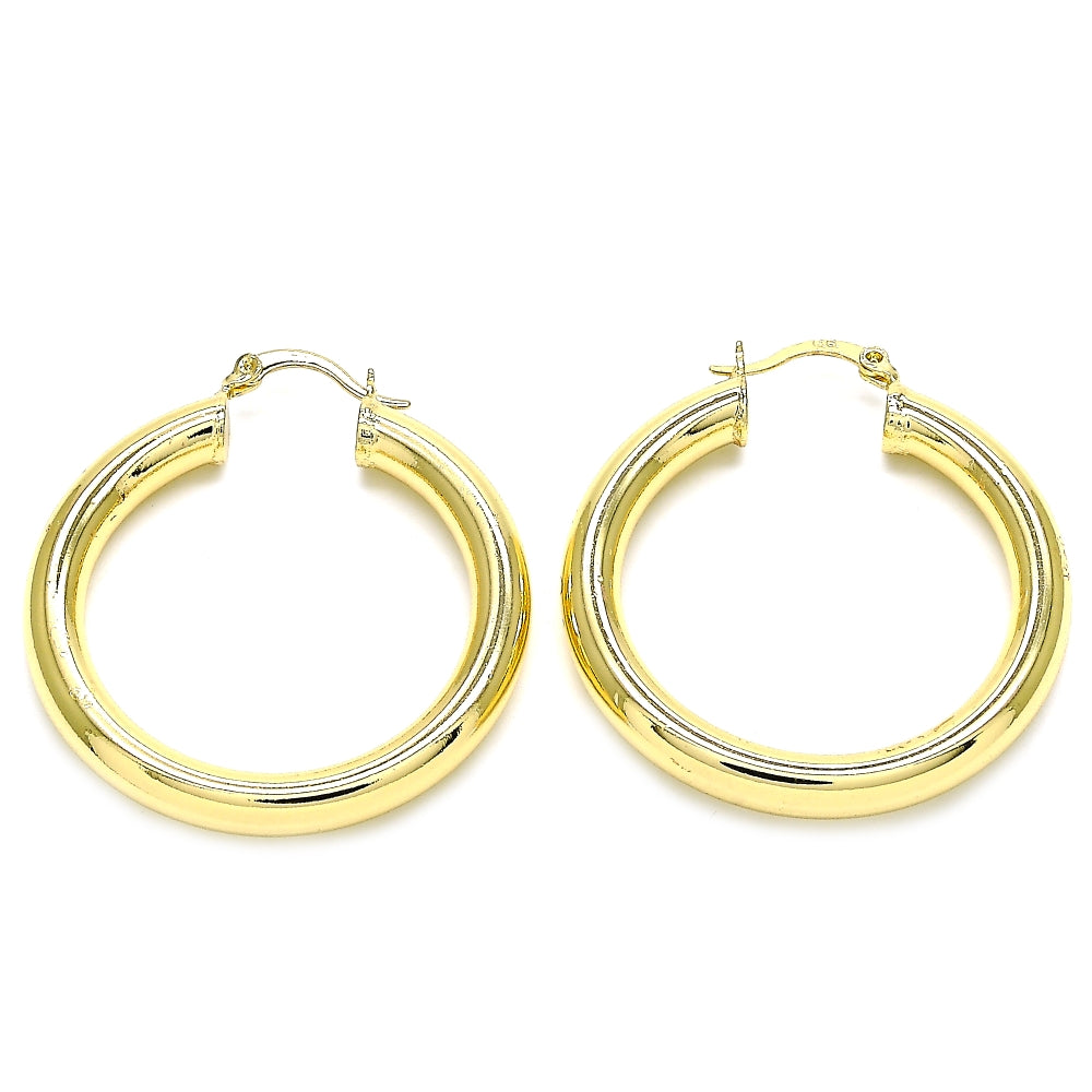 Oro Laminado Medium Hoop, Gold Filled Style Hollow Design, Polished, Golden Finish