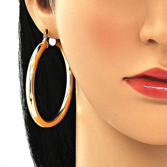 Oro Laminado Large Hoop, Gold Filled Style Hollow Design, Polished, Golden Finish