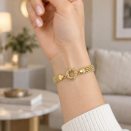 Oro Laminado Basic Bracelet, Gold Filled Style Polished, Golden Finish
