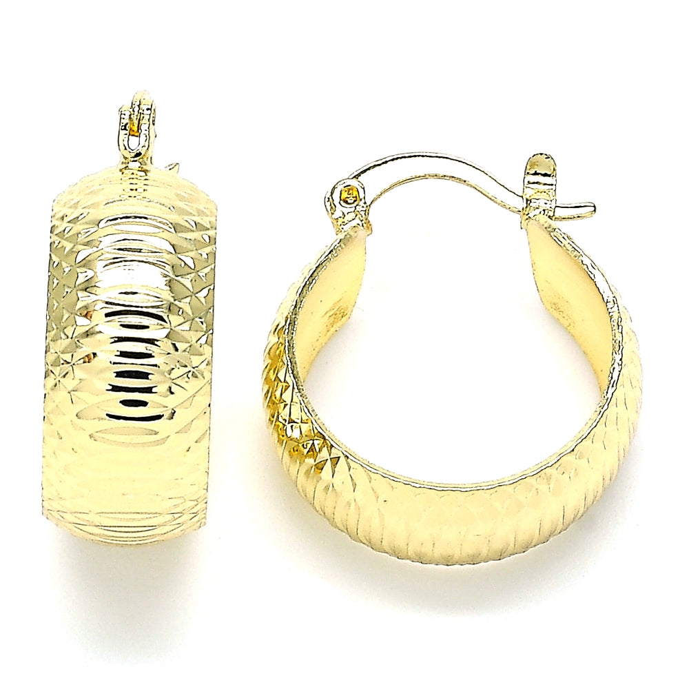 Oro Laminado Small Hoop, Gold Filled Style Diamond Cutting Finish, Golden Finish