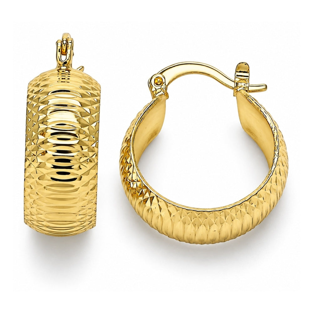 Oro Laminado Small Hoop, Gold Filled Style Diamond Cutting Finish, Golden Finish