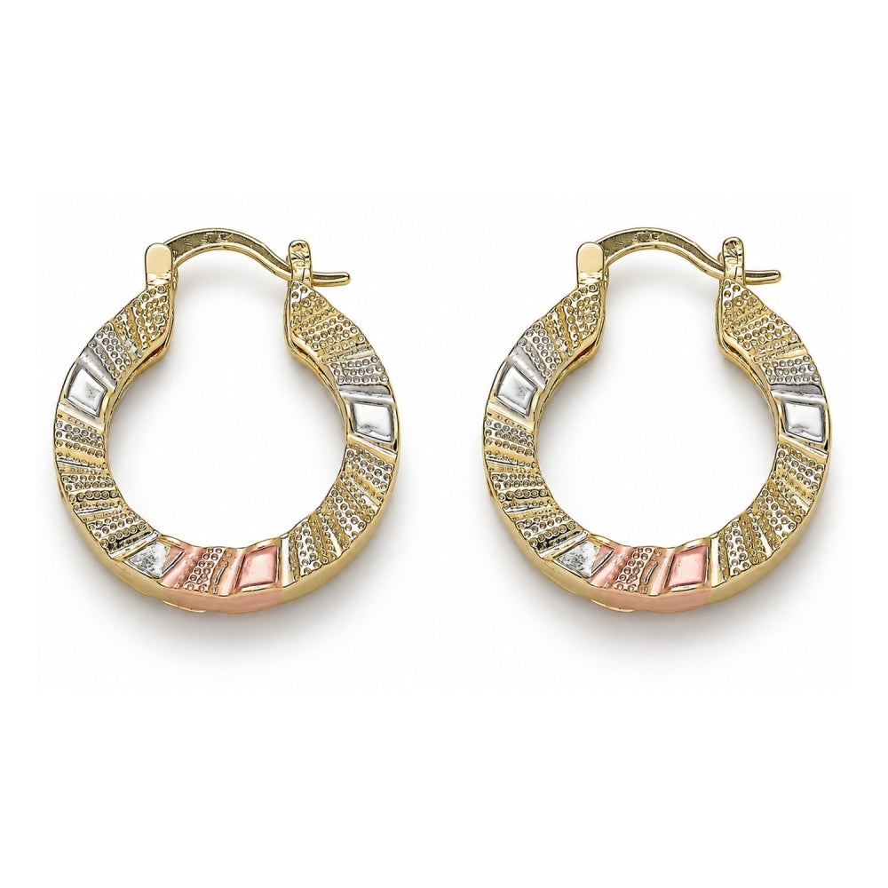 Oro Laminado Small Hoop, Gold Filled Style Polished, Tricolor