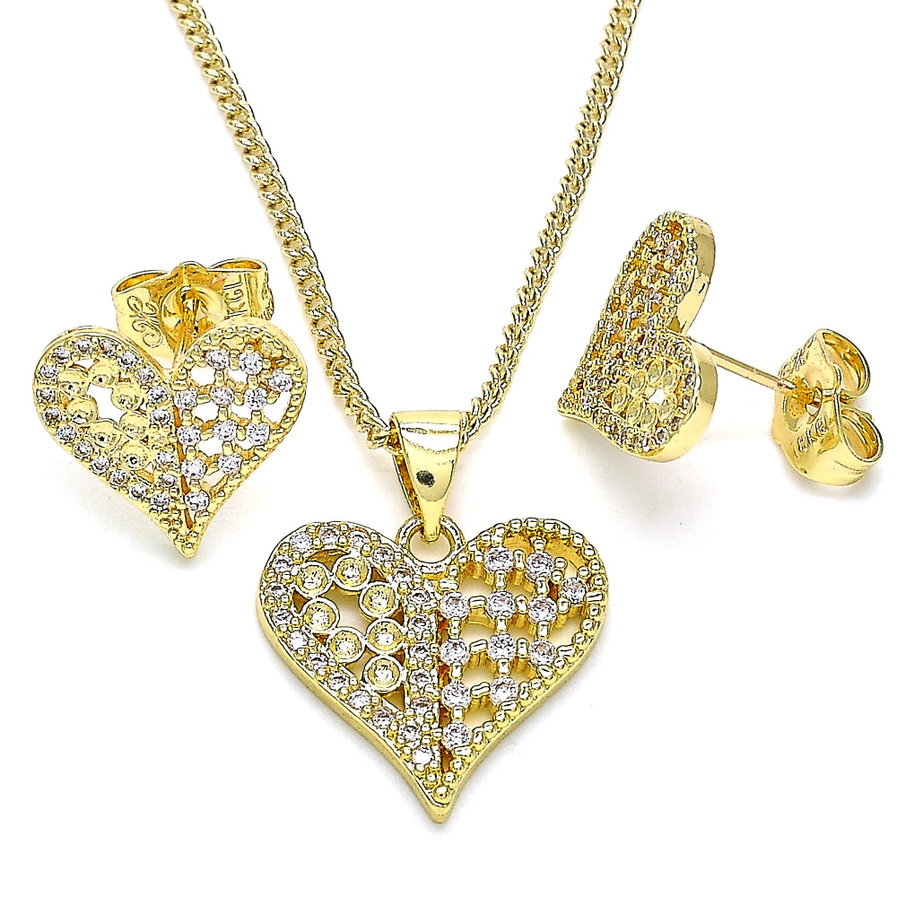 Oro Laminado Earring and Pendant Adult Set, Gold Filled Style Polished, Golden Finish
