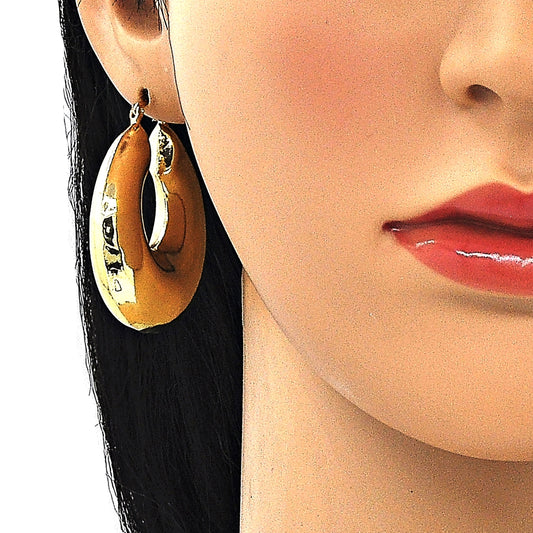 Oro Laminado Medium Hoop, Gold Filled Style Hollow Design, Polished, Golden Finish