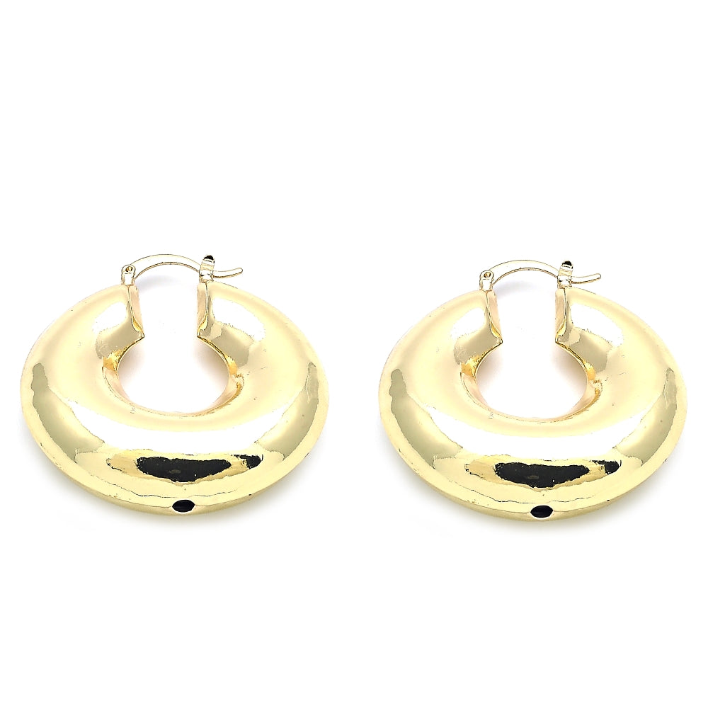 Oro Laminado Medium Hoop, Gold Filled Style Hollow Design, Polished, Golden Finish