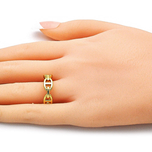 Oro Laminado Elegant Ring, Gold Filled Style Puff Mariner Design, Polished, Golden Finish