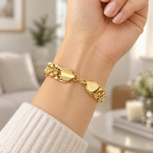 Oro Laminado Basic Bracelet, Gold Filled Style Polished, Golden Finish