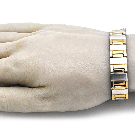 Stainless Steel Solid Bracelet, Polished, Two Tone