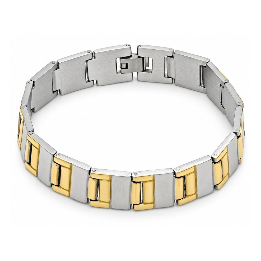 Stainless Steel Solid Bracelet, Polished, Two Tone