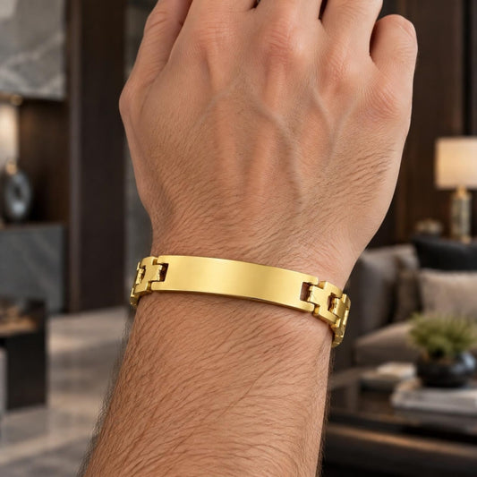 Stainless Steel Solid Bracelet, Polished, Golden Finish