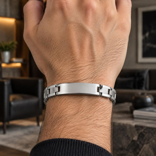Stainless Steel Solid Bracelet, Polished, Steel Finish