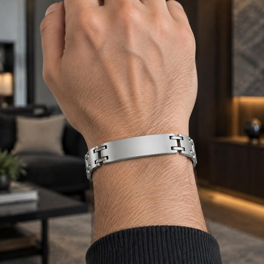 Stainless Steel Solid Bracelet, Polished, Steel Finish