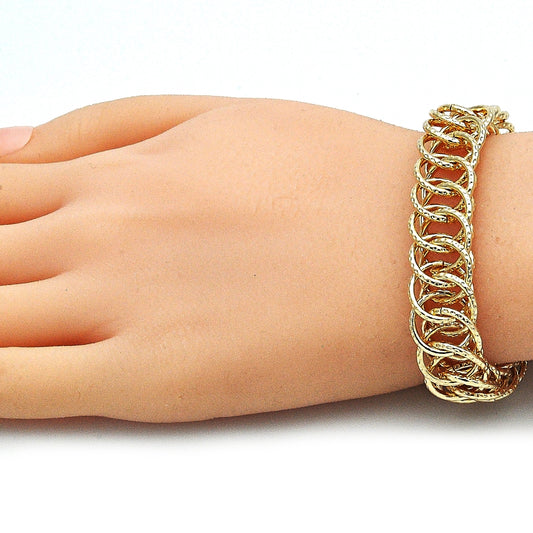 Oro Laminado Fancy Bracelet, Gold Filled Style Polished, Golden Finish