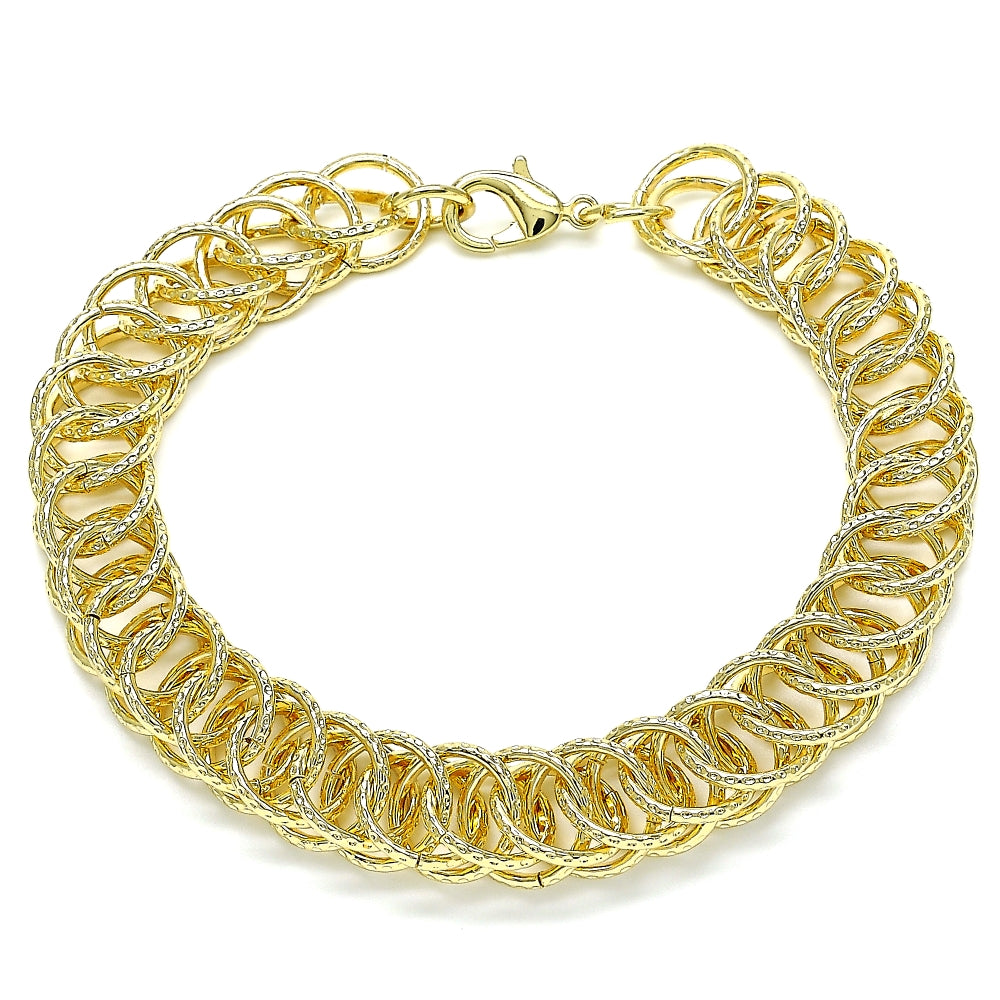 Oro Laminado Fancy Bracelet, Gold Filled Style Polished, Golden Finish
