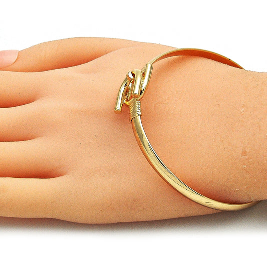 Oro Laminado Individual Bangle, Gold Filled Style Horseshoe Design, Polished, Golden Finish