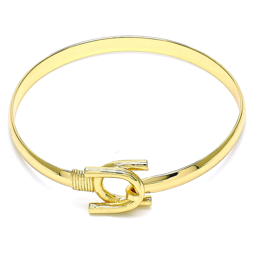 Oro Laminado Individual Bangle, Gold Filled Style Horseshoe Design, Polished, Golden Finish