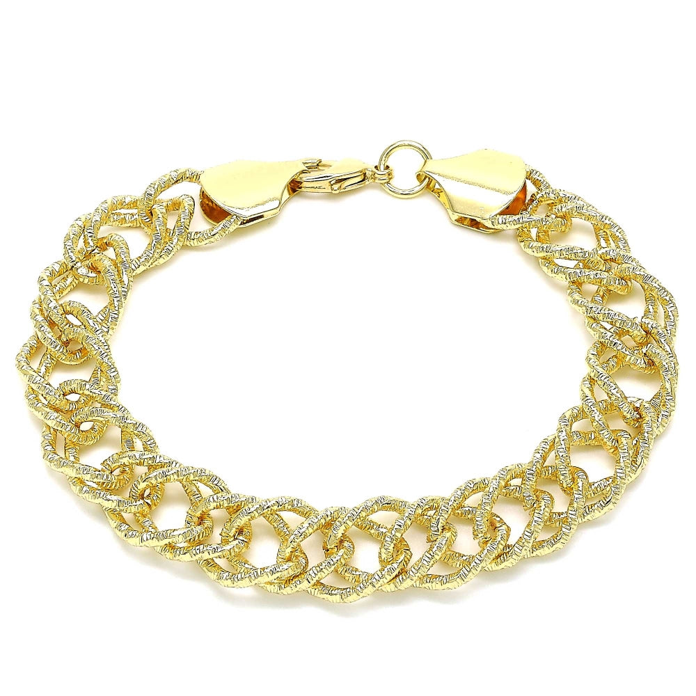 Oro Laminado Basic Bracelet, Gold Filled Style Diamond Cutting Finish, Golden Finish