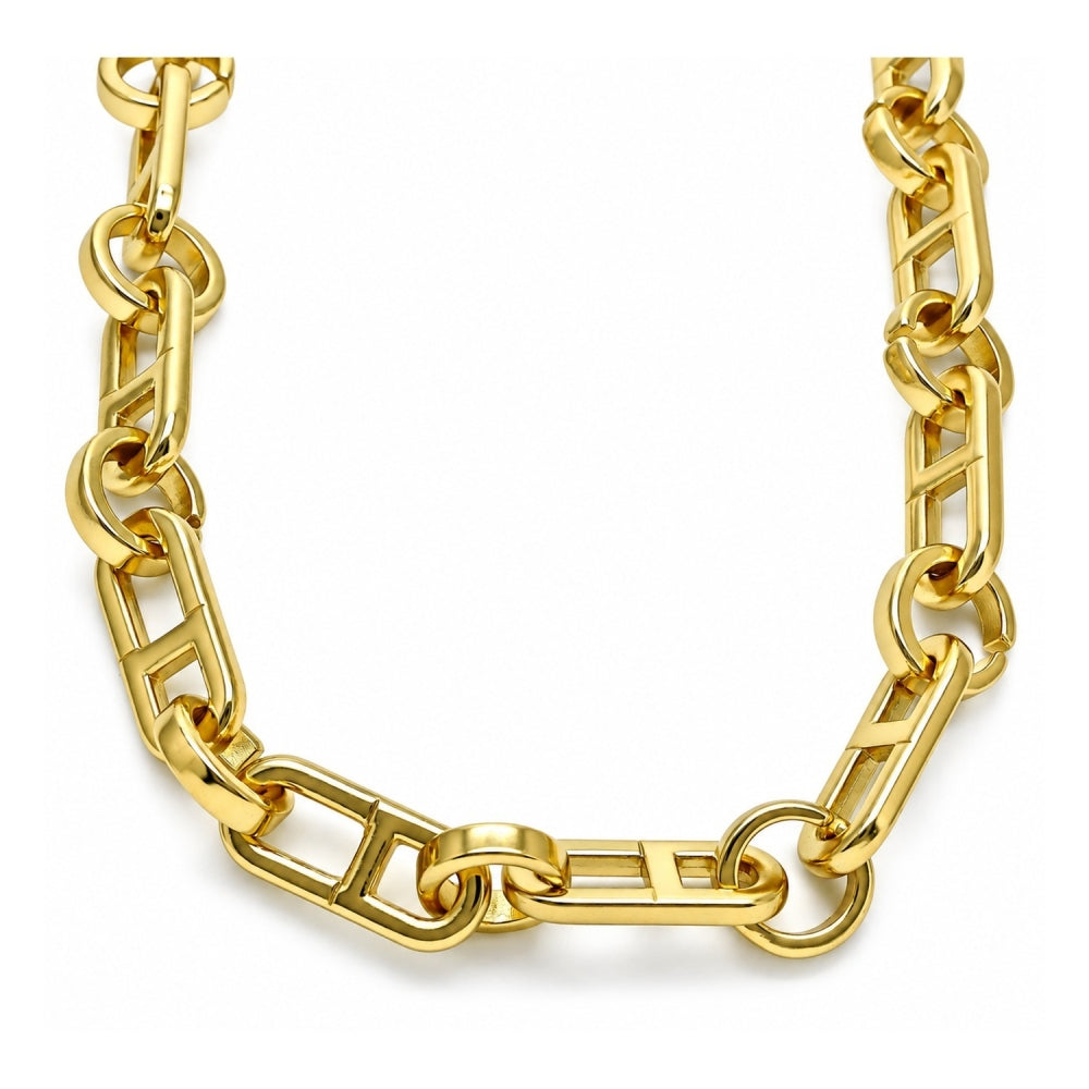 Oro Laminado Basic Necklace, Gold Filled Style Puff Mariner Design, Polished, Golden Finish