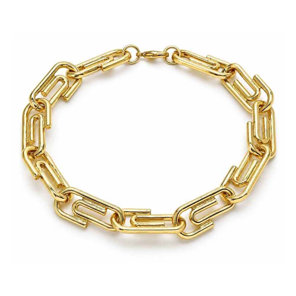 Oro Laminado Basic Anklet, Gold Filled Style Paperclip Design, Polished, Golden Finish
