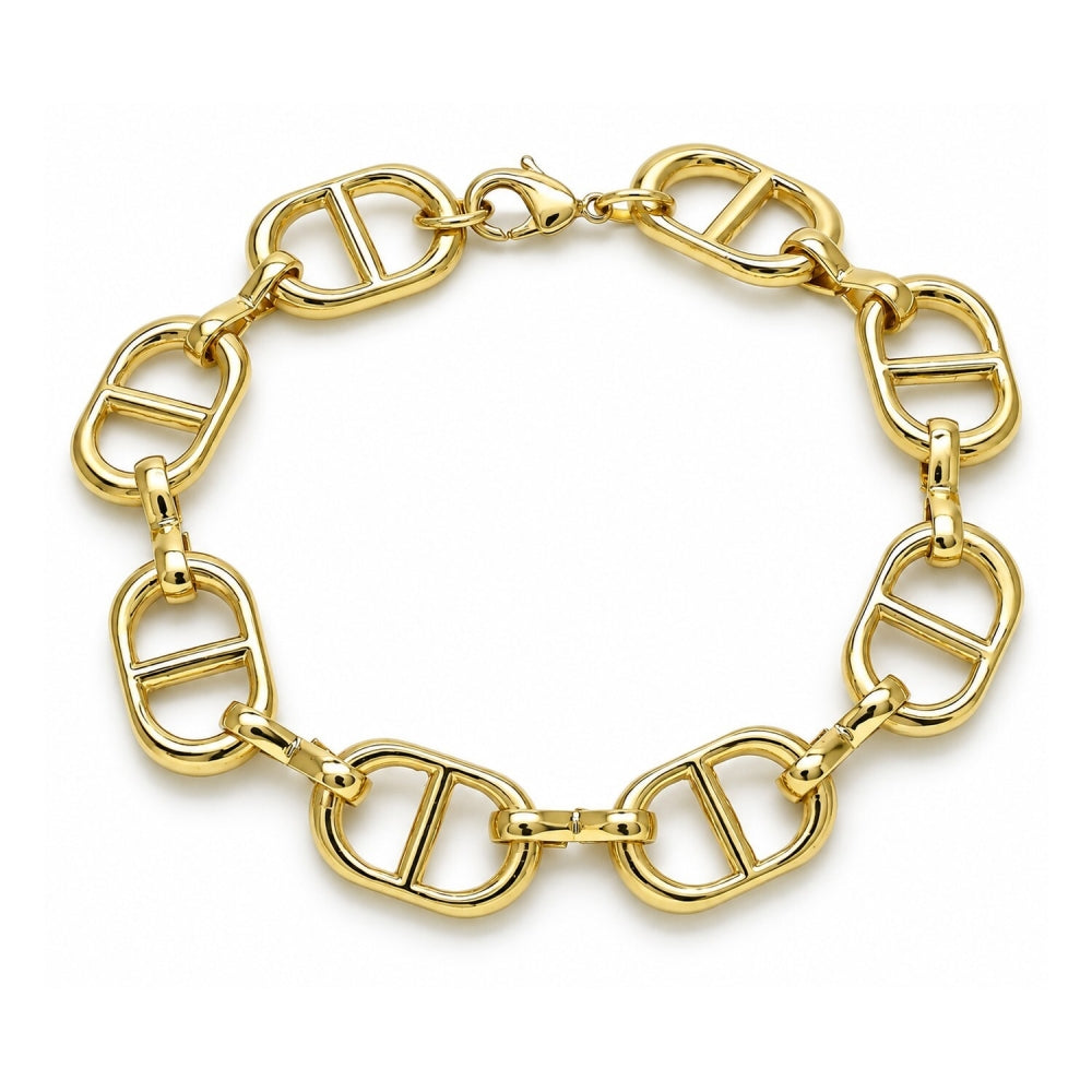 Oro Laminado Basic Bracelet, Gold Filled Style Puff Mariner Design, Polished, Golden Finish