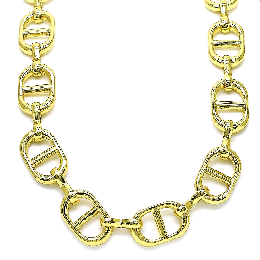 Oro Laminado Basic Necklace, Gold Filled Style Puff Mariner Design, Polished, Golden Finish