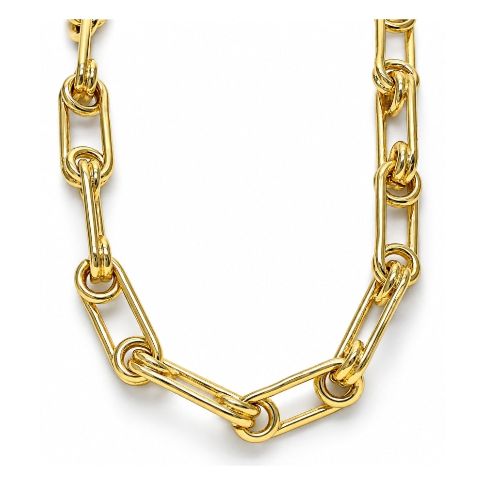 Oro Laminado Basic Necklace, Gold Filled Style Paperclip Design, Polished, Golden Finish