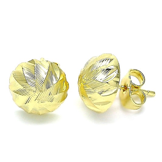 Oro Laminado Stud Earring, Gold Filled Style Diamond Cutting Finish, Golden Finish