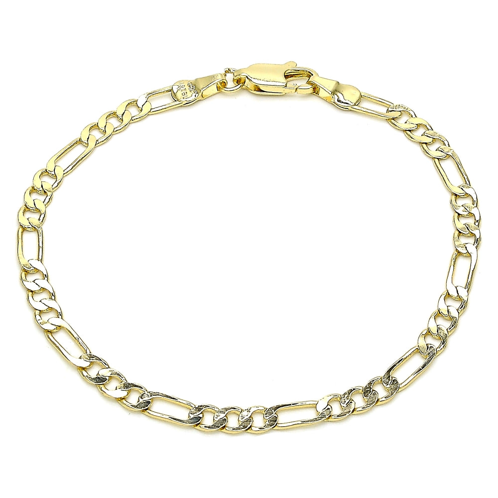 Oro Laminado Basic Bracelet, Gold Filled Style Figaro Design, Polished, Golden Finish