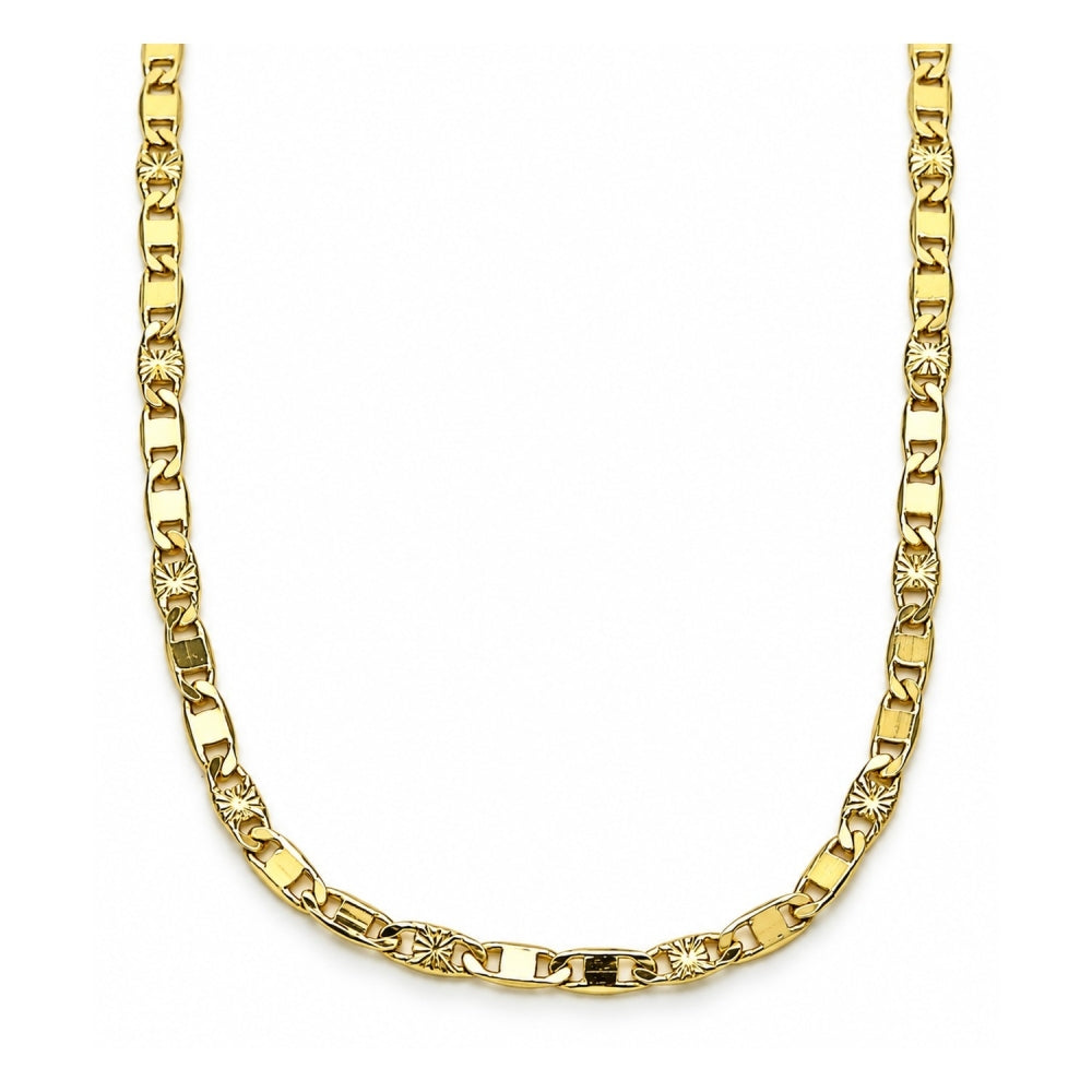 Oro Laminado Basic Necklace, Gold Filled Style Mariner Design, Diamond Cutting Finish, Golden Finish