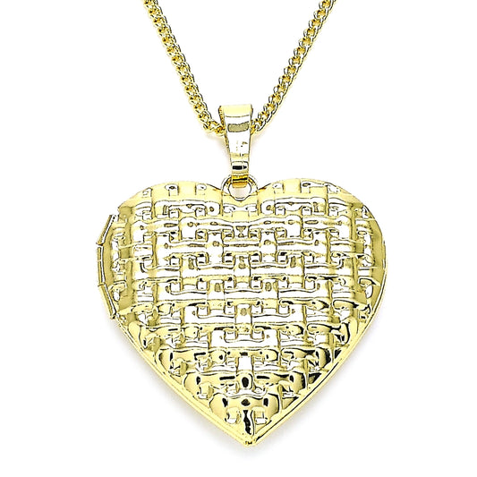 Oro Laminado Pendant Necklace, Gold Filled Style Heart Design, Polished, Golden Finish
