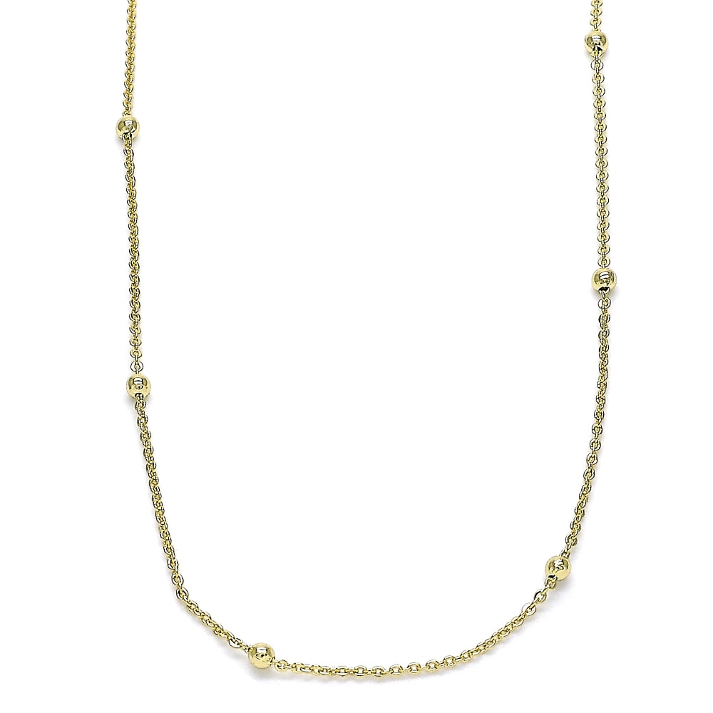 Oro Laminado Basic Necklace, Gold Filled Style Rolo Design, Polished, Golden Finish