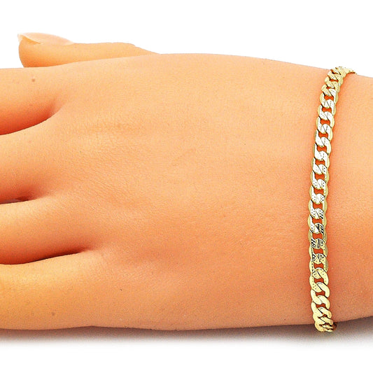 Oro Laminado Basic Bracelet, Gold Filled Style Curb Design, Polished, Golden Finish