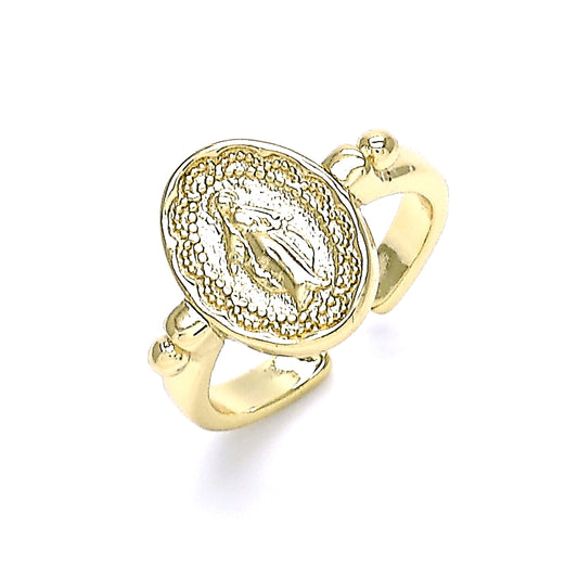Oro Laminado Elegant Ring, Gold Filled Style Virgen Maria Design, Polished, Golden Finish
