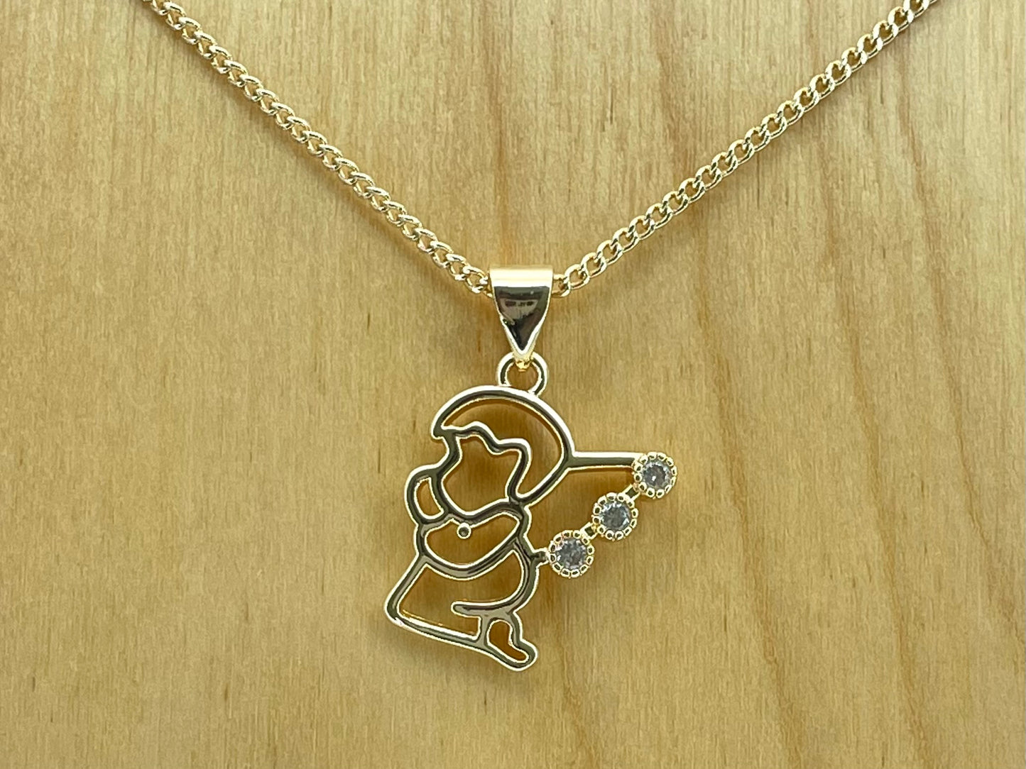 Handmade Gold Angel Chain Necklace a Dainty Singing Angel With Zirconia on Wing and Chain Gold Filled Making Wholesale, Gift for her or him
