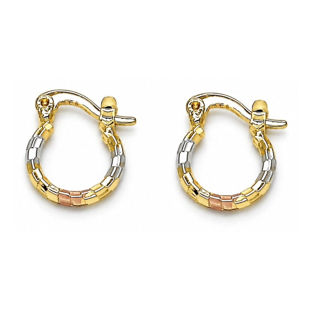Oro Laminado Small Hoop, Gold Filled Style Diamond Cutting Finish, Tricolor
