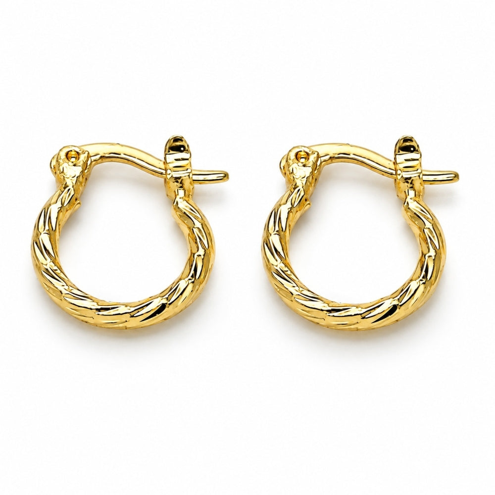 Oro Laminado Small Hoop, Gold Filled Style Diamond Cutting Finish, Golden Finish