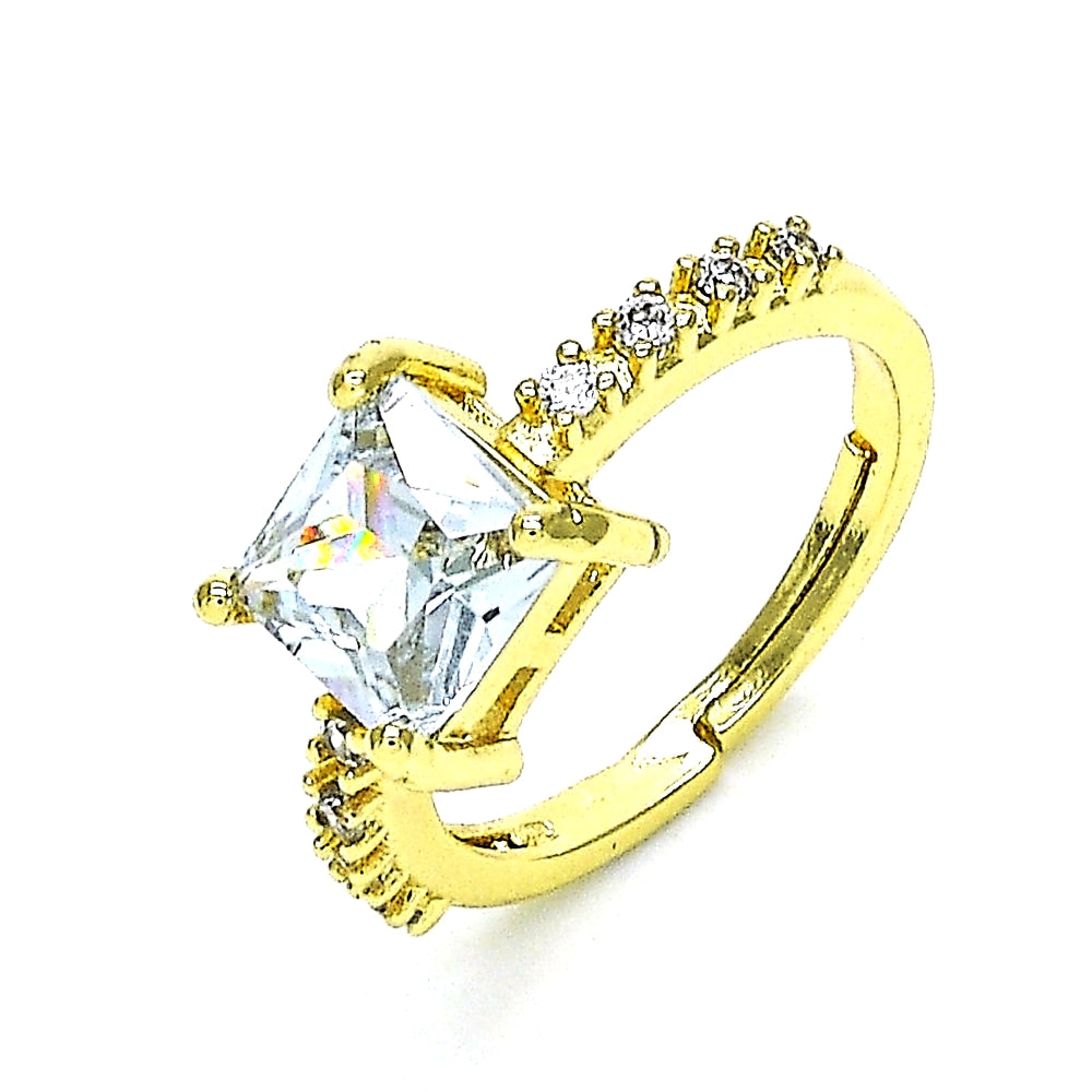 Oro Laminado Multi Stone Ring, Gold Filled Style with White Cubic Zirconia and White Micro Pave, Polished, Golden Finish
