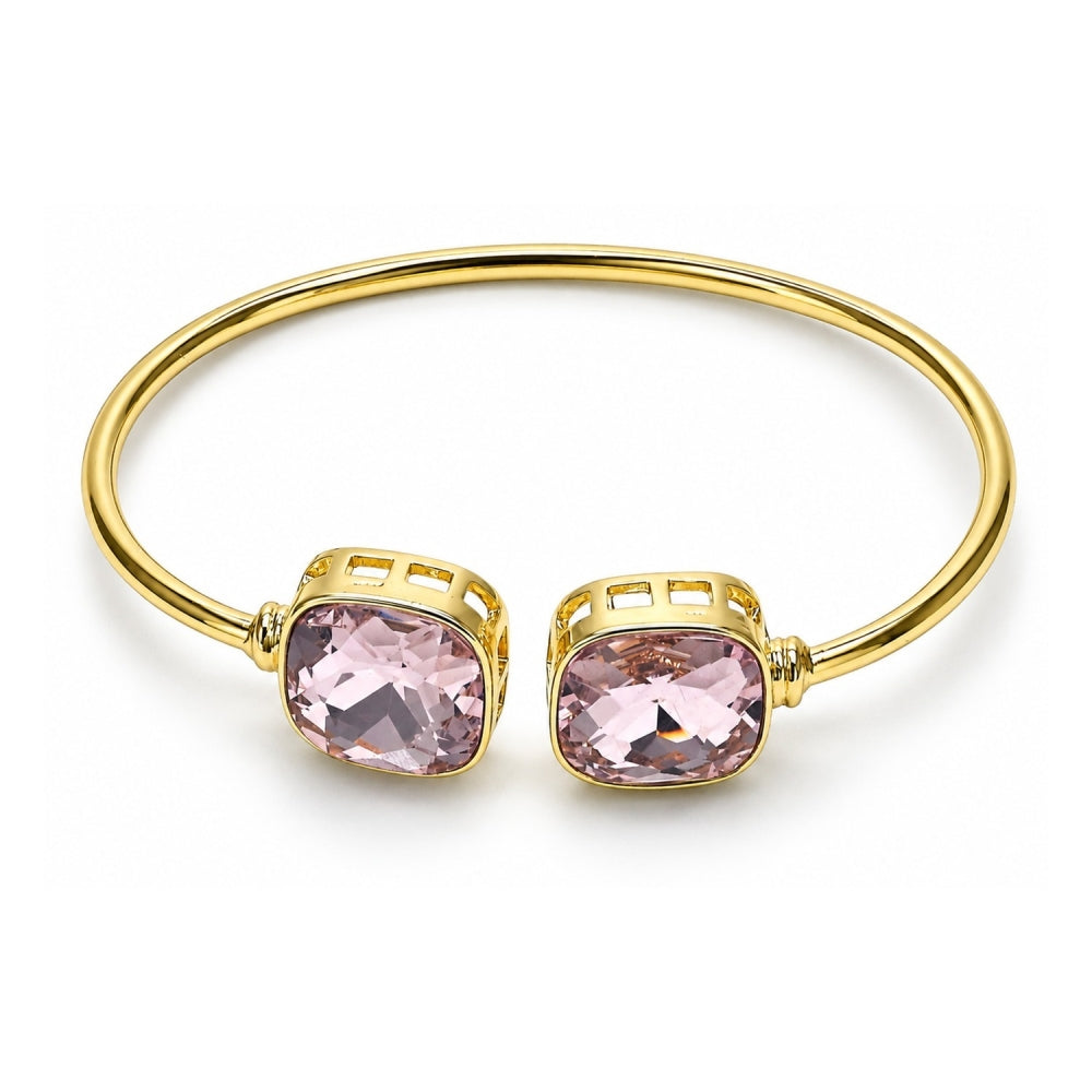 Oro Laminado Individual Bangle, Gold Filled Style with Light Rose Crystal, Polished, Golden Finish