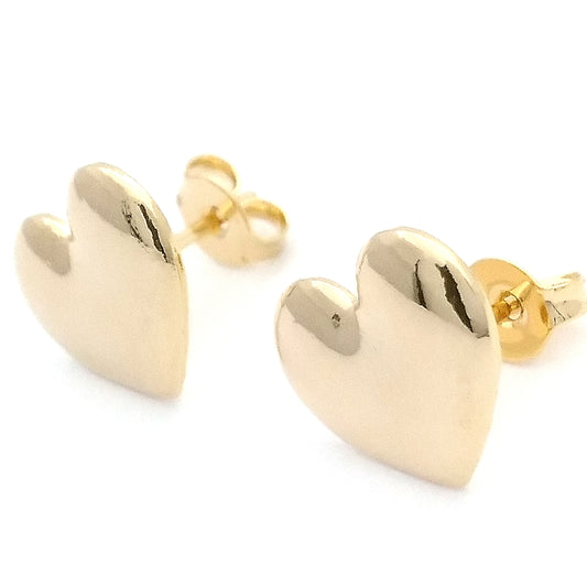 Oro Laminado Stud Earring, Gold Filled Style Heart Design, Polished, Golden Finish