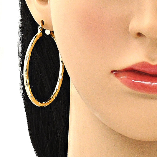 Oro Laminado Large Hoop, Gold Filled Style Polished, Golden Finish