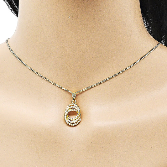 Oro Laminado Earring and Pendant Adult Set, Gold Filled Style with Ivory Pearl, Polished, Golden Finish