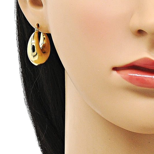 Oro Laminado Medium Hoop, Gold Filled Style Hollow Design, Polished, Golden Finish