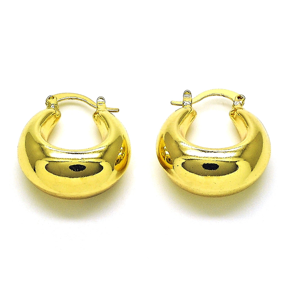 Oro Laminado Small Hoop, Gold Filled Style Hollow Design, Polished, Golden Finish