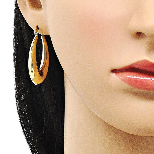 Oro Laminado Medium Hoop, Gold Filled Style Hollow Design, Polished, Golden Finish