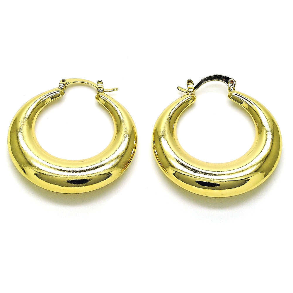Oro Laminado Medium Hoop, Gold Filled Style Hollow Design, Polished, Golden Finish