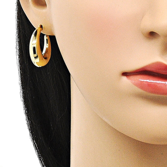 Oro Laminado Stud Earring, Gold Filled Style Hollow Design, Polished, Golden Finish