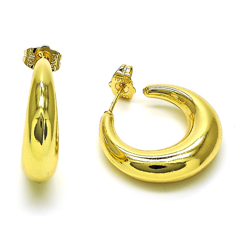 Oro Laminado Stud Earring, Gold Filled Style Hollow Design, Polished, Golden Finish