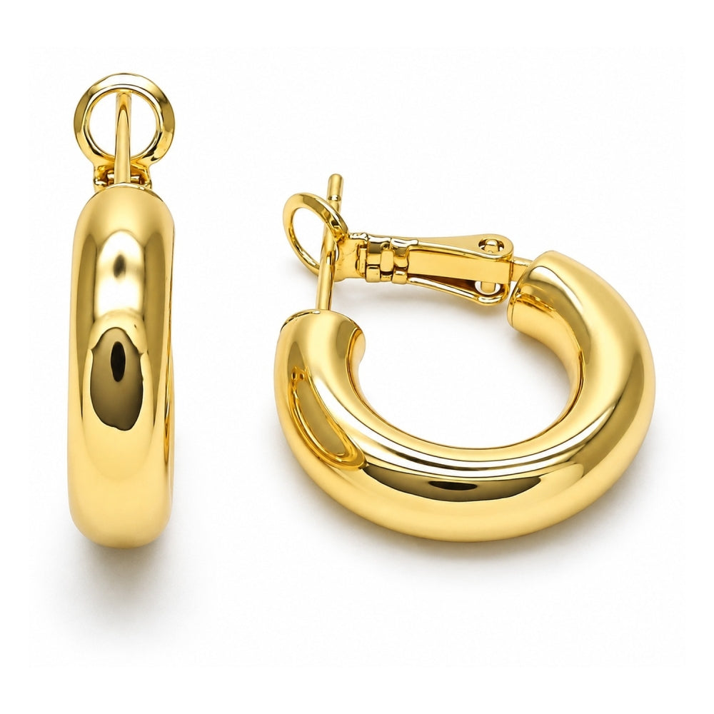 Oro Laminado Small Hoop, Gold Filled Style Hollow Design, Polished, Golden Finish