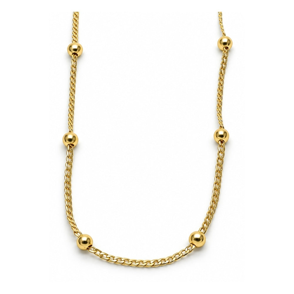 Oro Laminado Fancy Necklace, Gold Filled Style Ball and Curb Design, Polished, Golden Finish